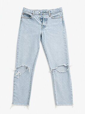 Vintage Levi’s Light Wash Jeans Size 26 Ankle Cut Ripped Knee Distressed Denim